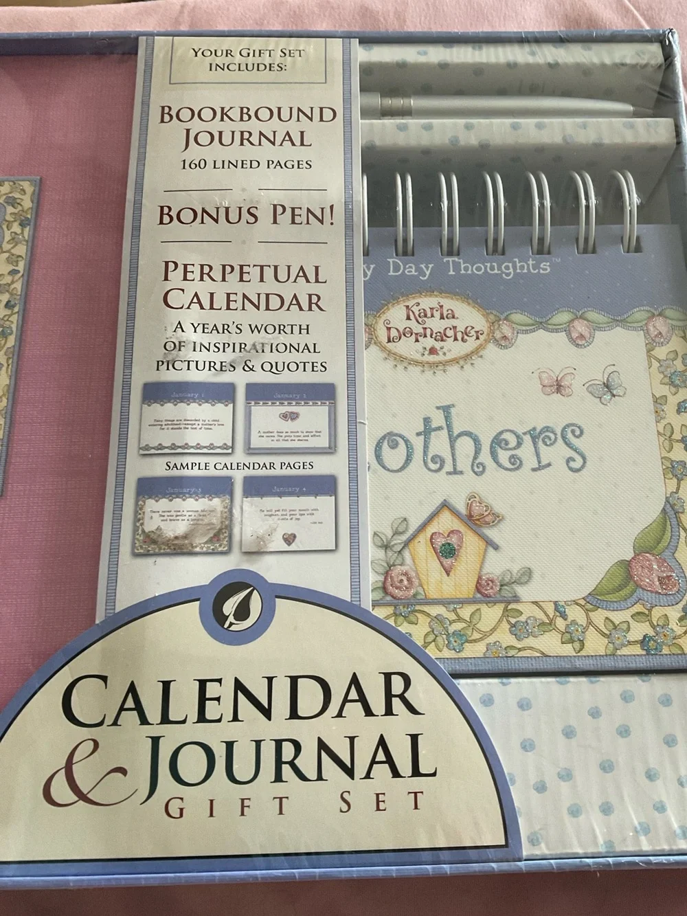 A New Seasons Pink and Light Blue Calendar & Journal Gift Set W/Pen